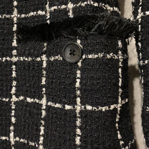 Talbots Collection Blazer Wool Blend Made In Italy Pockets Frayed Raw Hem Size 4 - Picture 4 of 6